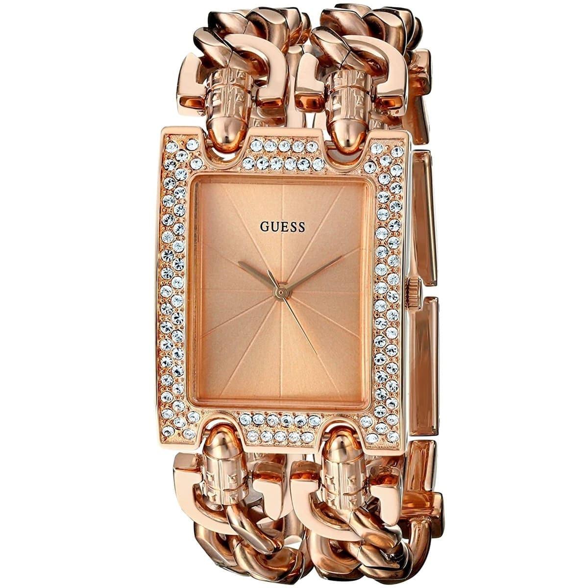 Guess Heavy Metal Rose Gold Crystal Dial Women's Watch  W0072L3 - Dawson Watches