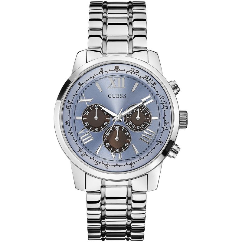 Guess Chrono Blue Dial Silver Men's Watch W0379G6