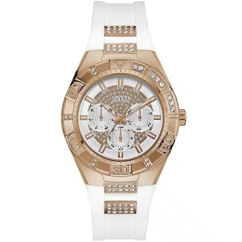 Guess Luna Women's White Rubber Strap Round Analog Women's Watch  W0653L4 - Dawson Watches