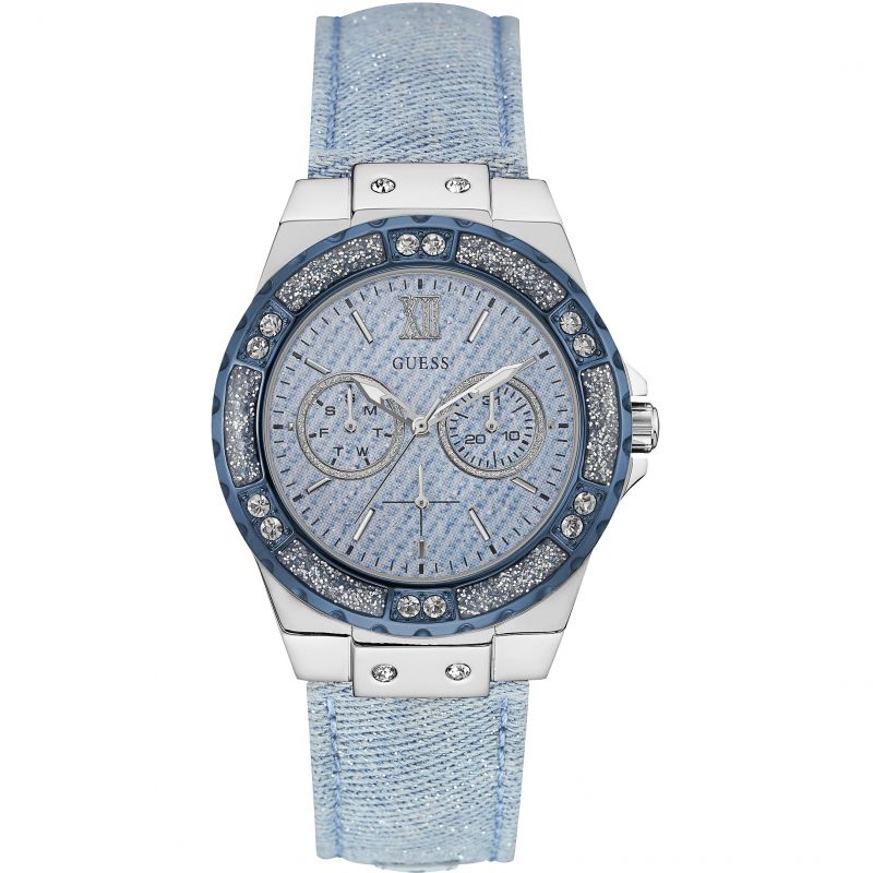 Guess Limelight Blue Dial Leather Strap Ladies Watch W0775L1