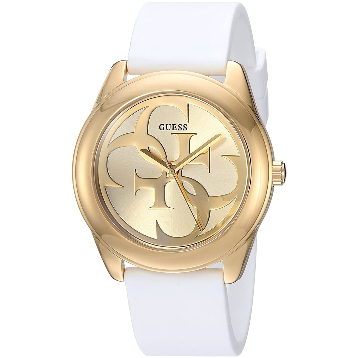 Guess Women's Gold Dial White Silicone Band Women's Watch  W0911L7 - Dawson Watches