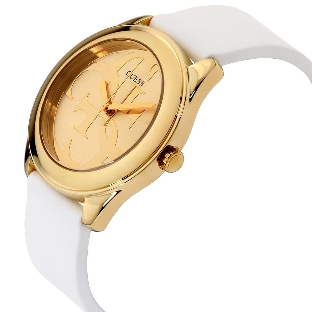 Guess Women's Gold Dial White Silicone Band Women's Watch W0911L7 - Dawson Watches #2