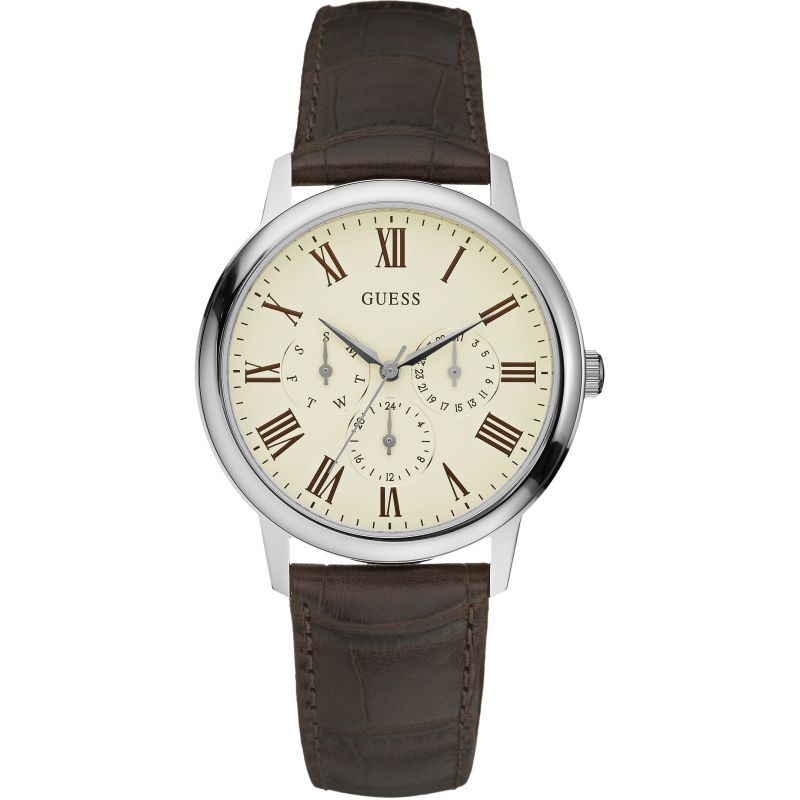 Guess Wafer Cream Dial Leather Strap Watch W70016G2